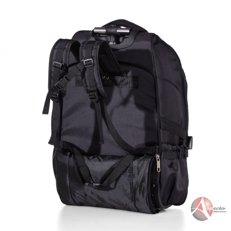 Mochila de Nylon com Rodinhas para Brindes Preta