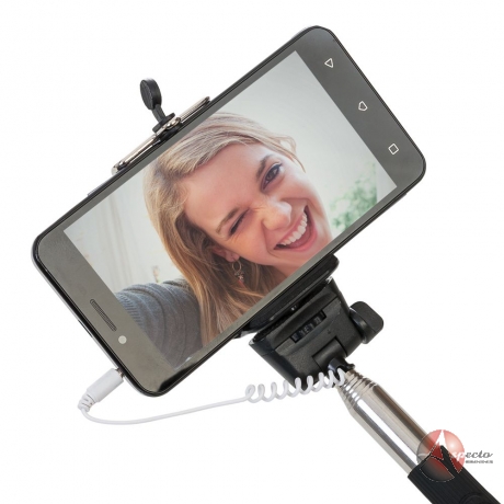 Bastão de Selfie com Botão para Brindes Preto