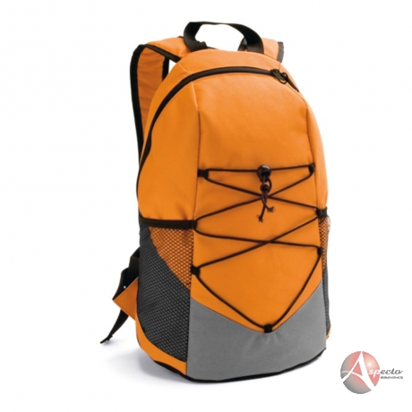 Mochila em Nylon 600D e Bolsos Laterais para Brindes Laranja