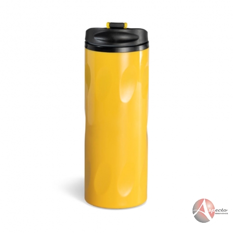 Copo Plástico com Tampa 520 ML para Brindes Amarelo