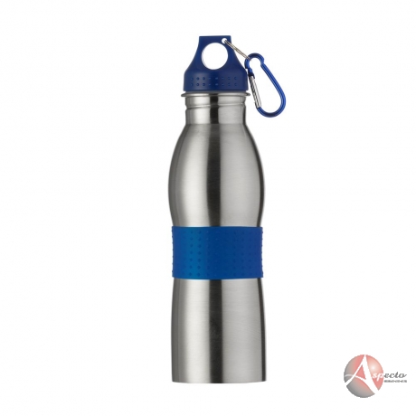 Squeeze em Inox com Mosquetão 600ml para Brindes Azul