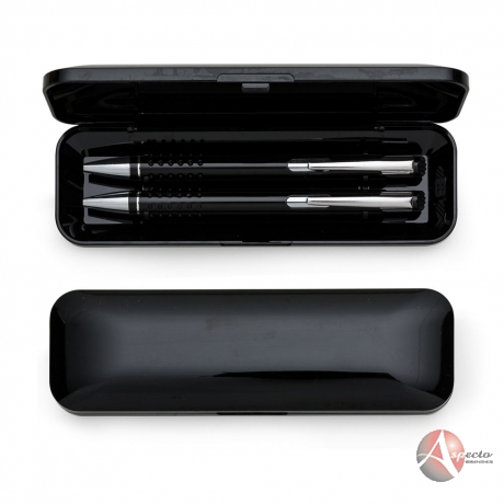 Conjunto de Caneta e Lapiseira Metálico Preto