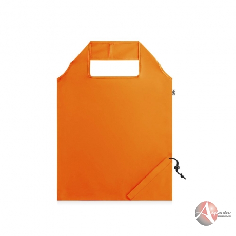 Sacola Dobrável em rPET 190T Plástico Reciclado 37 x 42 cm Laranja