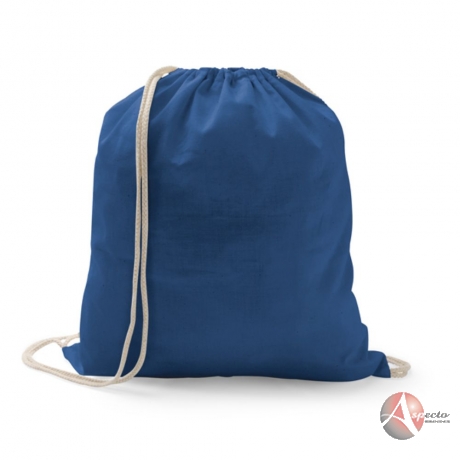 Sacola tipo Mochila de Algodão para Brindes Azul