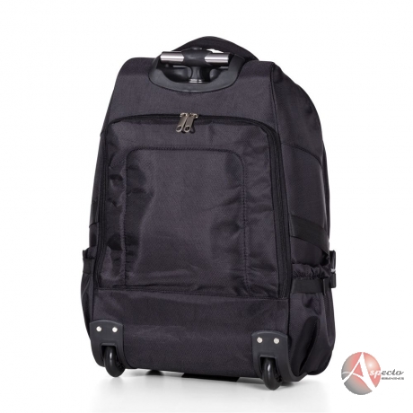 Mochila de Nylon com Rodinhas para Brindes Preta
