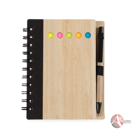 Bloco de Anotações Bambu com Caneta para Brindes
