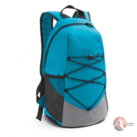 Mochila em Nylon 600D e Bolsos Laterais para Brindes Azul Claro