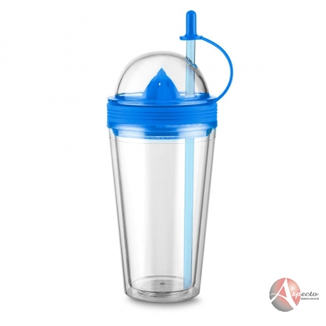 Copo Plástico 500ml Espremedor para Brindes Personalizados Azul Claro