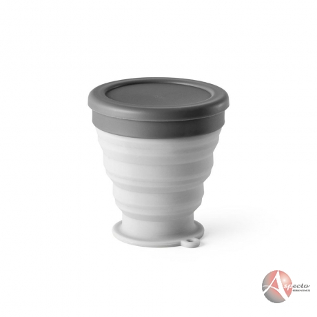 Copo Dobrável 240 ml de Silicone para Brindes Cinza Claro