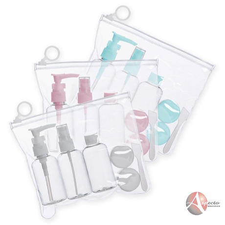 Frasco para Kit Viagem 6 Peças para Brindes Varias Cores