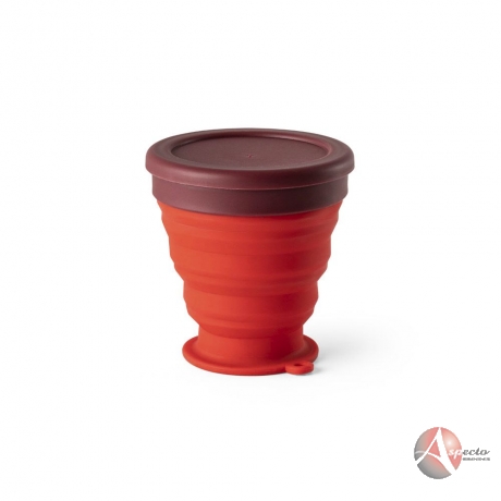 Copo Dobrável 240 ml de Silicone para Brindes Vermelho