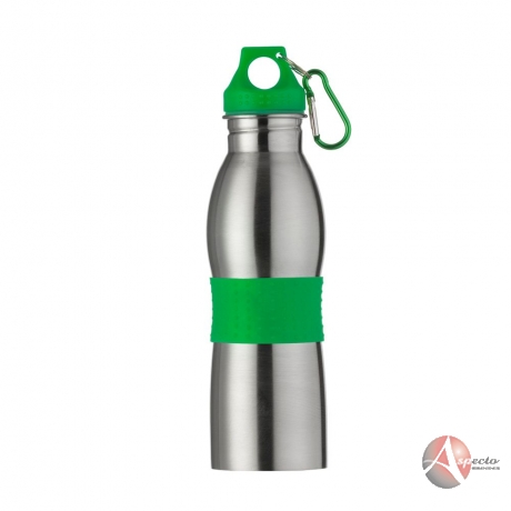 Squeeze em Inox com Mosquetão 600ml para Brindes Verde