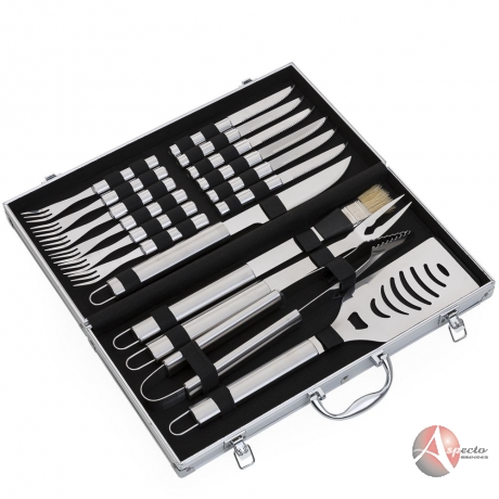 Kit Churrasco 17 peças em Metal com Maleta para Brindes