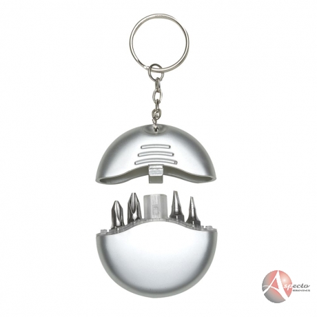 Kit Ferramenta 04 peças com Chaveiro para Brindes Prata