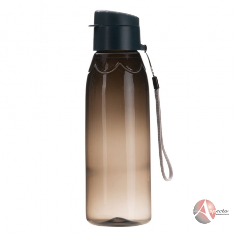 Garrafa Plástica 700ml com Cordão para Brindes Preta