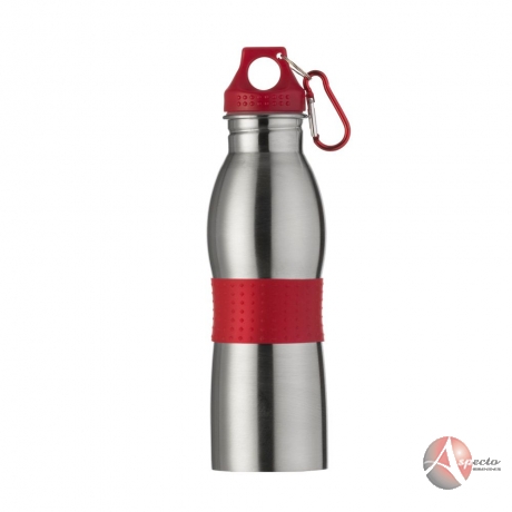 Squeeze em Inox com Mosquetão 600ml para Brindes Vermelho