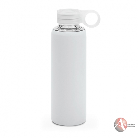 Garrafa de Vidro e Bolsa de Silicone de  380 ML branca