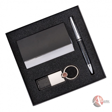 Kit Executivo 3 Peças Promocional para Brindes Preto