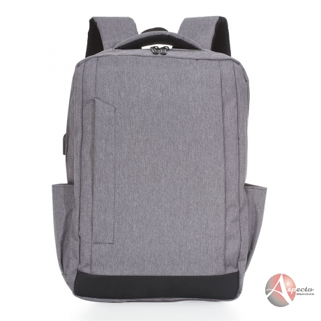 Mochila de Nylon USB para Brindes Cinza