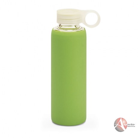 Garrafa de Vidro e Bolsa de Silicone de  380 ML Verde