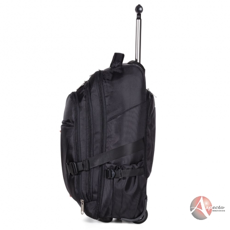 Mochila de Nylon com Rodinhas para Brindes Preta