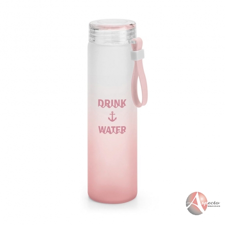 Squeeze em Vidro 470 ml pega em Silicone Rosa