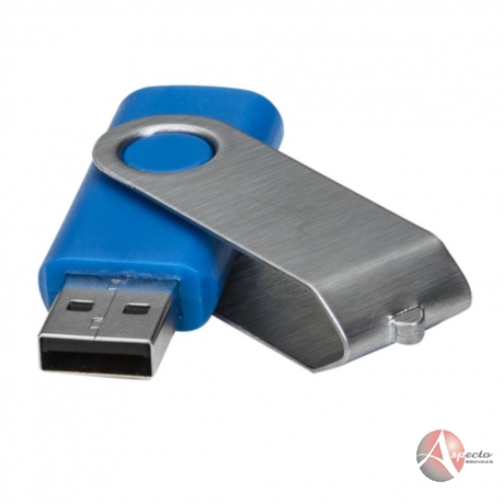 Pen Drive de Alumínio Giratório para Brindes Azul