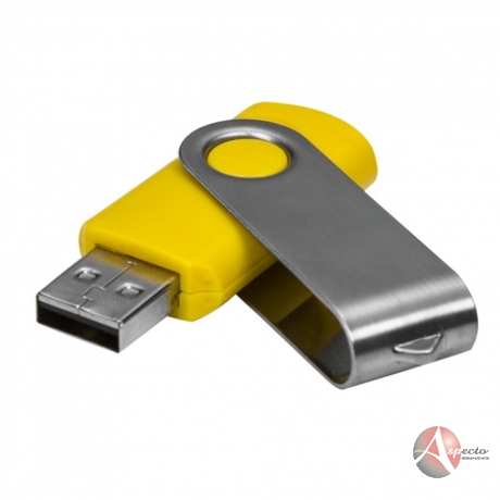 Pen Drive de Alumínio Giratório para Brindes Amarelo