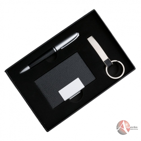 Kit Executivo 03 peças Personalizado para Brindes Preto