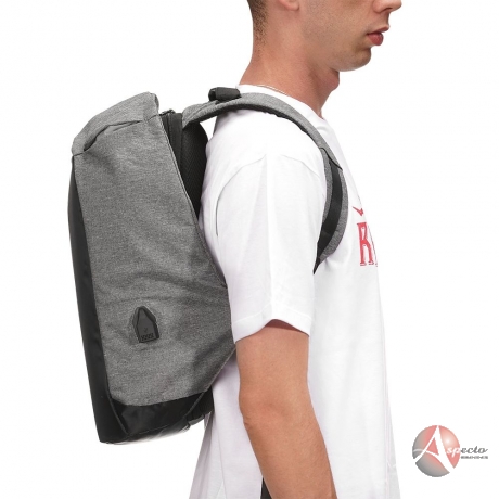 Mochila Anti-Furto USB para Brindes Personalizados Cinza
