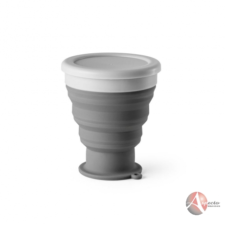 Copo Dobrável 400 ml de Silicone para Brindes Cinza