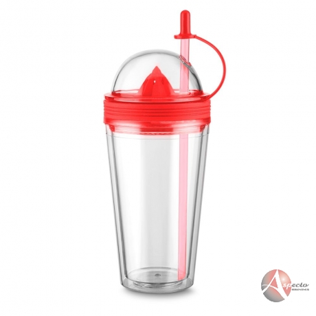 Copo Plástico 500ml Espremedor para Brindes Personalizados Vermelho