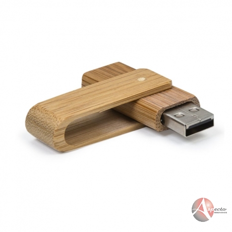 Pen Drive 4GB Giratório Bambu para Brindes