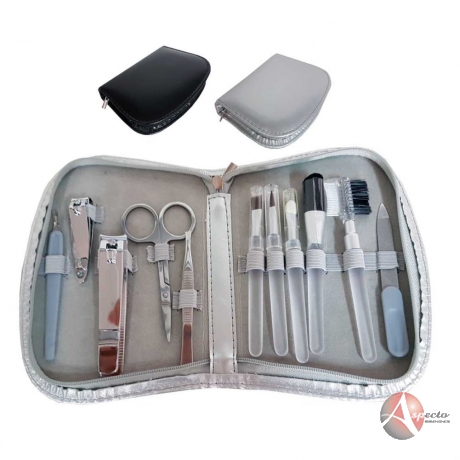 Kit Manicure com Kit Maquiagem Prata