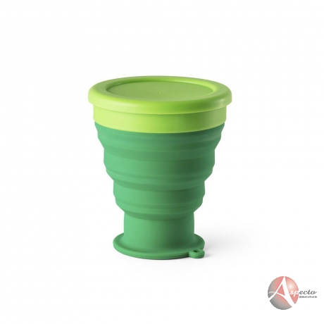 Copo Dobrável 400 ml de Silicone para Brindes Verde