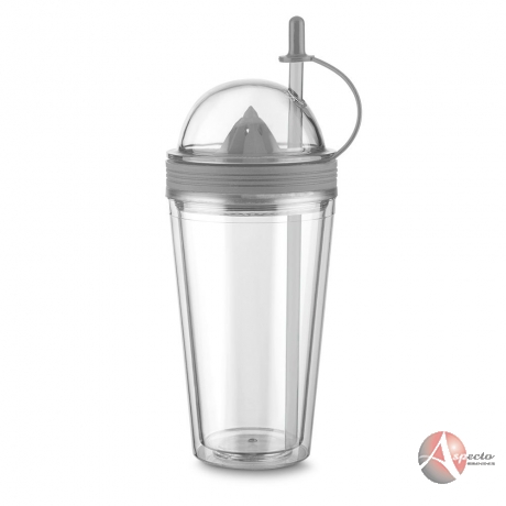 Copo Plástico 500ml Espremedor para Brindes Personalizados Cinza