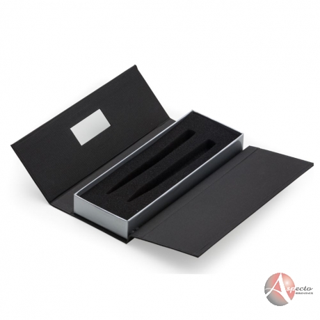 Estojo para 02 Canetas de Papelão para Brindes Preto