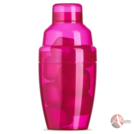Coqueteleira Plástica com Gelo Ecológico para Brindes Rosa
