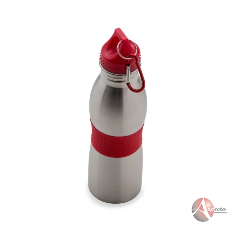 Squeeze em Inox com Mosquetão 600ml para Brindes Vermelho