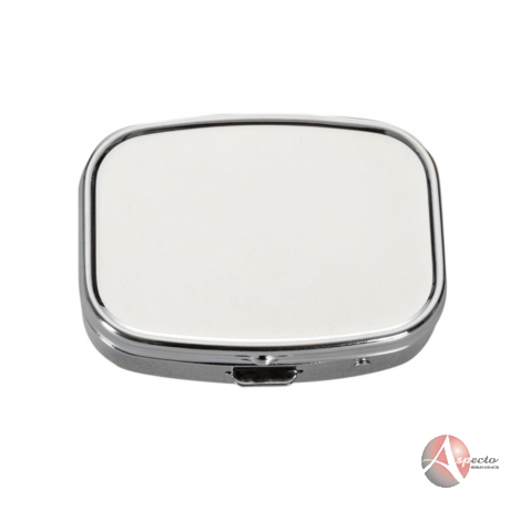 Porta Comprimido de Metal com 02 Divisórias  Prata