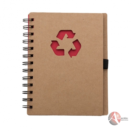 Caderno Espiral Ecológico para Brindes Vermelho