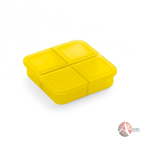 Porta Comprimidos com 4 Divisórias para Brindes Amarelo