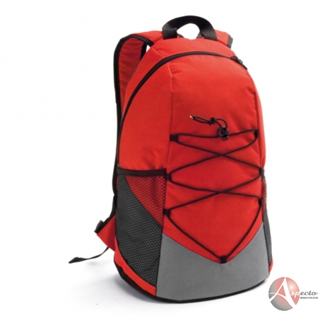 Mochila em Nylon 600D e Bolsos Laterais para Brindes vermelha