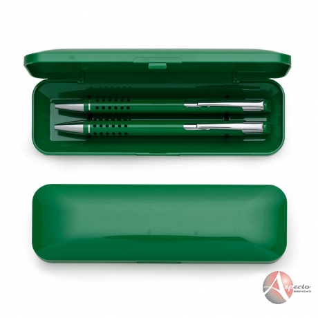 Conjunto de Caneta e Lapiseira Metálico Verde