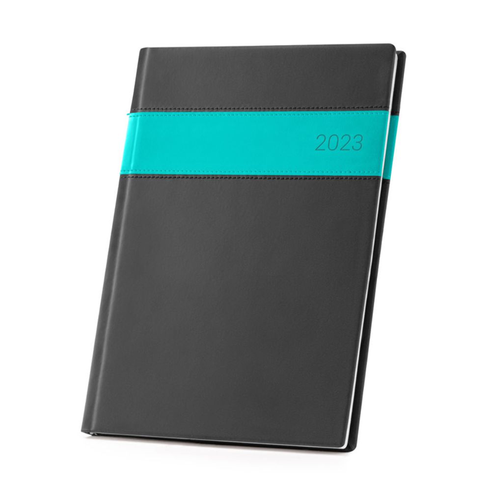 Agenda Diária 2023 Couro Sintético Azul Personalizada para Brindes