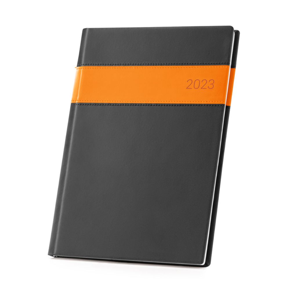 Agenda Diária 2023 Couro Sintético Laranja Personalizada para Brindes