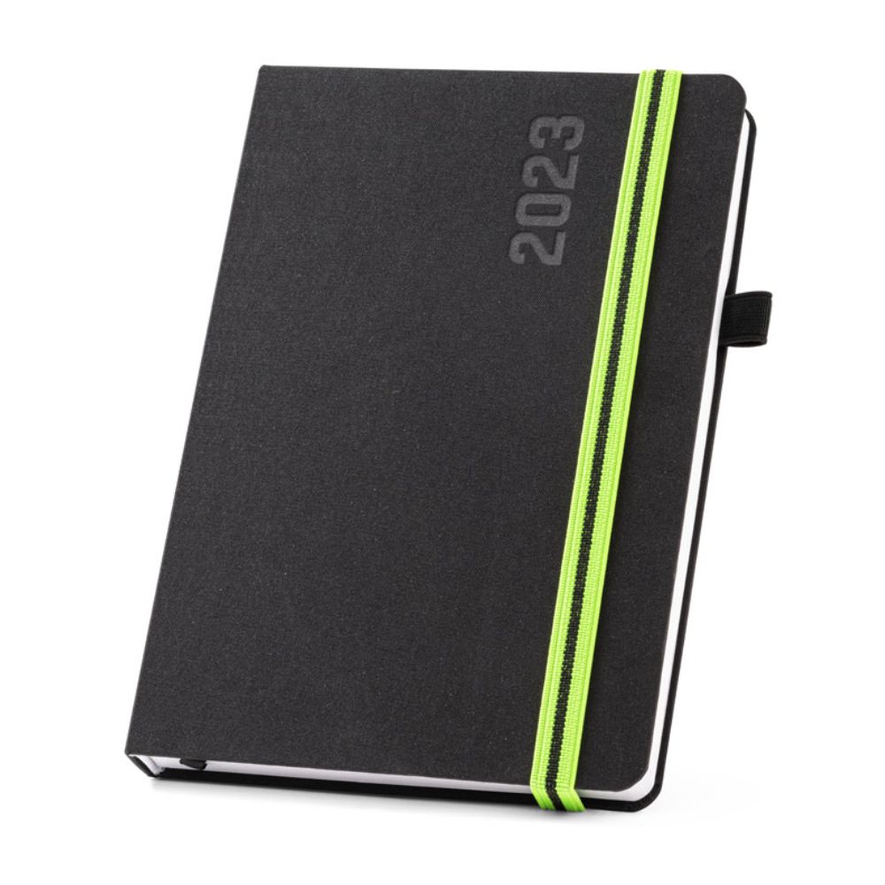 Agenda Diária 2023 em Tecido Verde Personalizada para Brindes