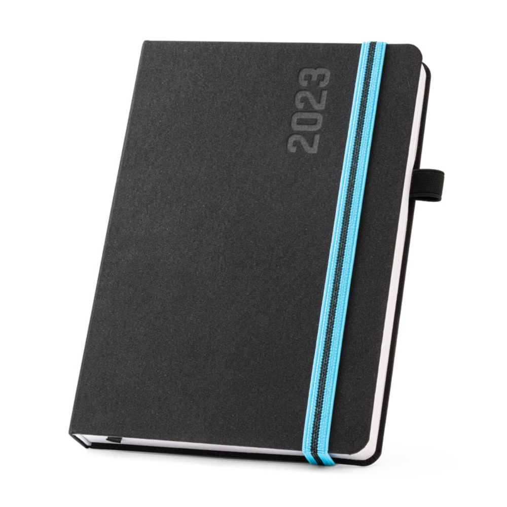 Agenda Diária 2023 em Tecido Azul Personalizada para Brindes