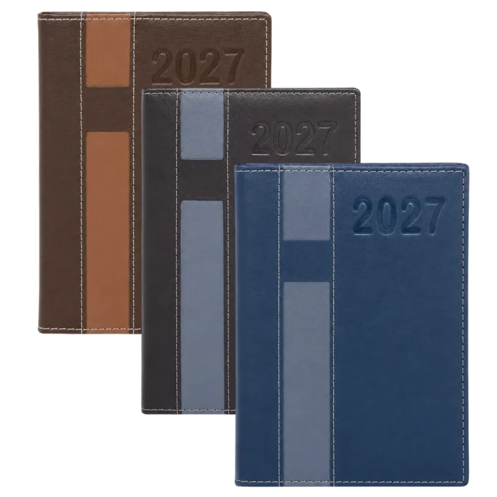 Agenda Diária 2027 em Couro Sintético Personalizada