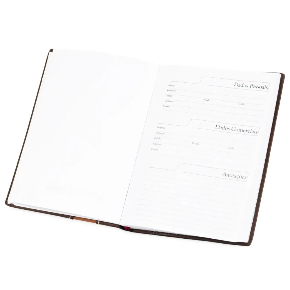 Agenda Diária 2027 em Couro Sintético Personalizada